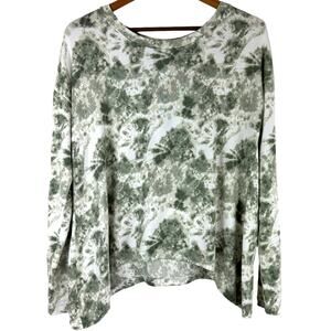 Kikit NWT Green White Tie Dye Long Sleeve Sweater Size L Boat Neck Cozy Stretch